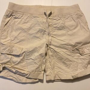 Arizona tan khaki pull on long cargo Bermuda shorts cotton stretch blend girl 14